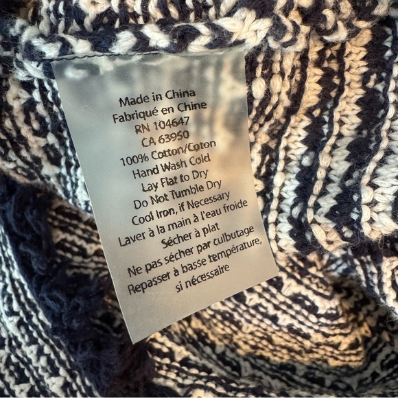 Kinross Cotton White & Navy Lattice Knit Cotton Sweater Size XS - Picture 7 of 11